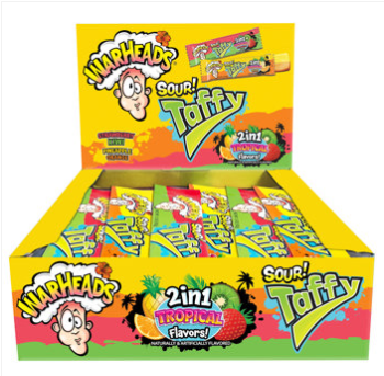 Warheads Taffy Bar 2 in1 Tropical 1.49oz 24ct