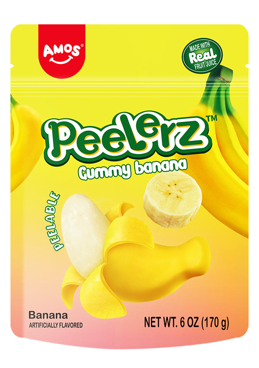 Amos Banana Gummy Peelerz 6oz 12ct Case