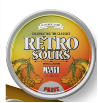 Iconic Retro Sours Mango Tin 8ct Box