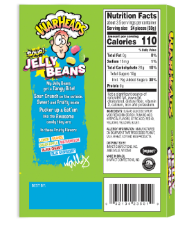 Impact Warheads Sour Jelly Bean Theater Box 4oz 12ct