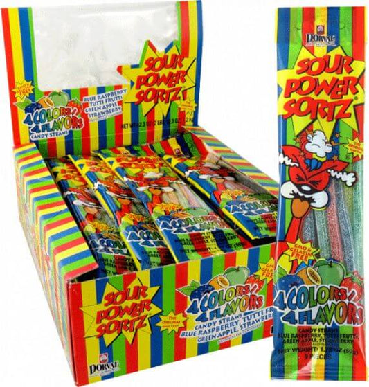 Dorval Sour Power Sortz Assorted Sour Straws 24ct