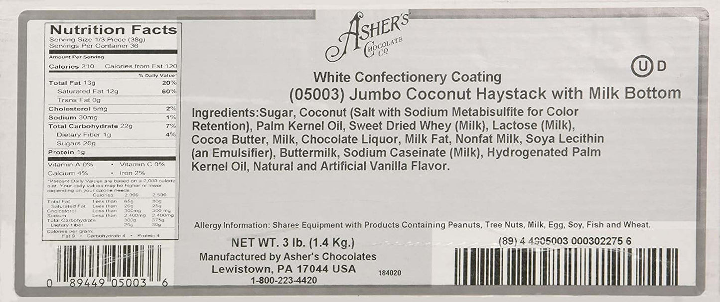 Asher Coconut Haystack White with Milk Bottom 3lb