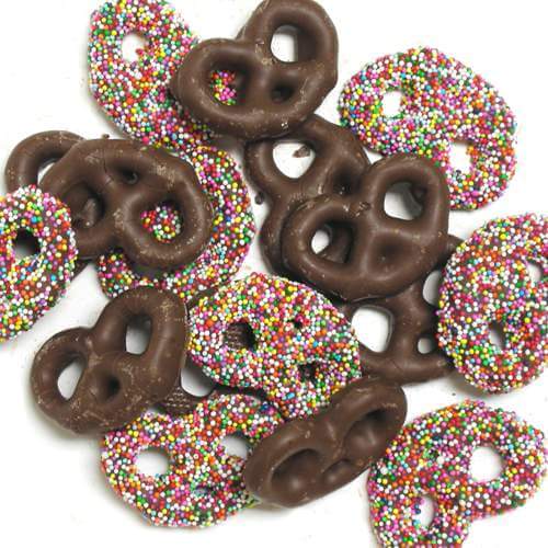 Asher Milk Mini Pretzels with Rainbow Nonpareils Seeds 4lb *Fragile Item*